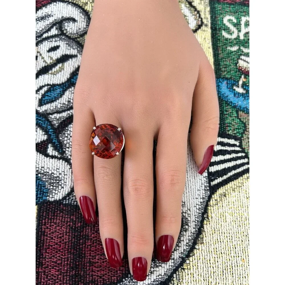 Huge 14K‎ White Gold Citrine Ring